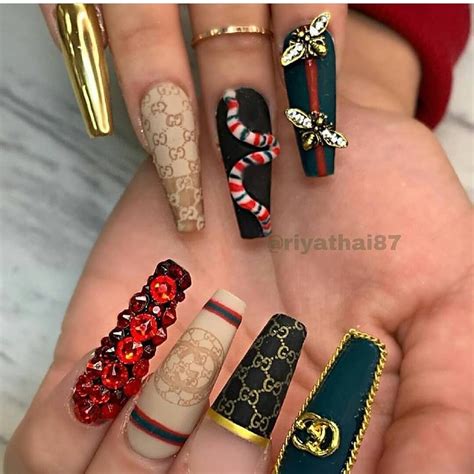 gucci nails with diamonds|Gucci nail color.